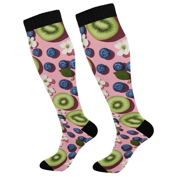 FORMRS Womens Knee High Socks Casual Long Thick Travel Daily Wear, 1 Pair, Pink Kiwi