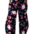 thumbnail image 3 of Pantalones de seda de leche, pantalones de cintura elástica, pantalones de cintura alta, pantalones de pierna ancha, pantalones de muslo con estampado navideño fino, 3 of 6