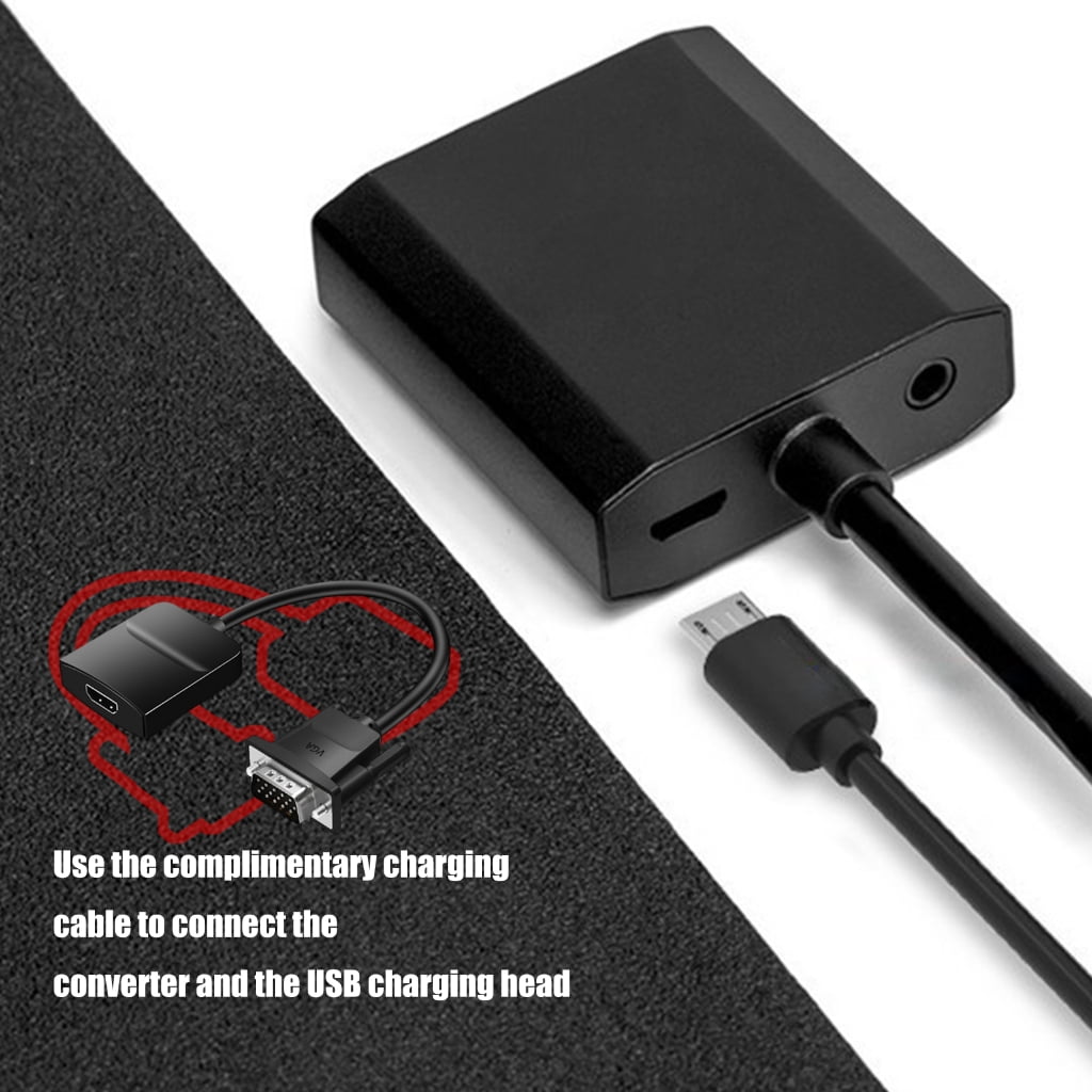 VGA Male to HDMI Female Adapter Cable - 1080P with 3.5mm Audio
