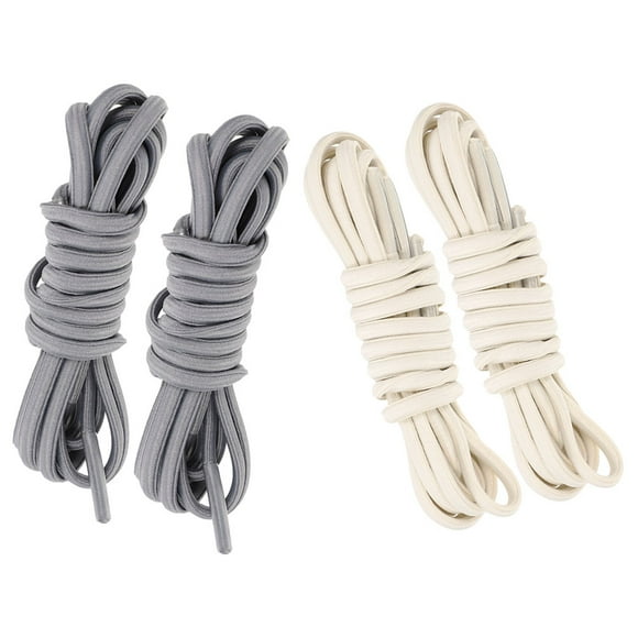 SHOWERORO 2 Pairs Elastic Shoelaces Rubber Gray for Casual Shoes Giving