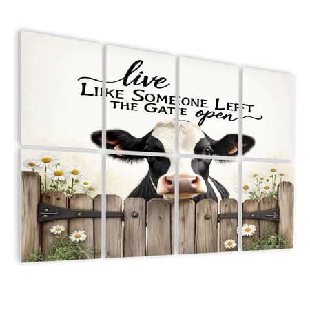 8 Pack Art Acoustic Panels Sound Absorbing Live Like Someone Left Gate Open Farm Cottagecore Animal Rustic Decorative Soundproof Wall Panels Self Adhesive for Nursery Game Room Bedroom 48 x32
