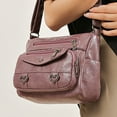 thumbnail image 6 of YUHAOTIN Large Purses for Women Heart Decor Crossbody Bag Solid Vintage Pu Leather Shoulder Bag Versatile Women Multi Pockets Purse with Buckle and Zipper Vintage Purse Storage Tote, 6 of 8