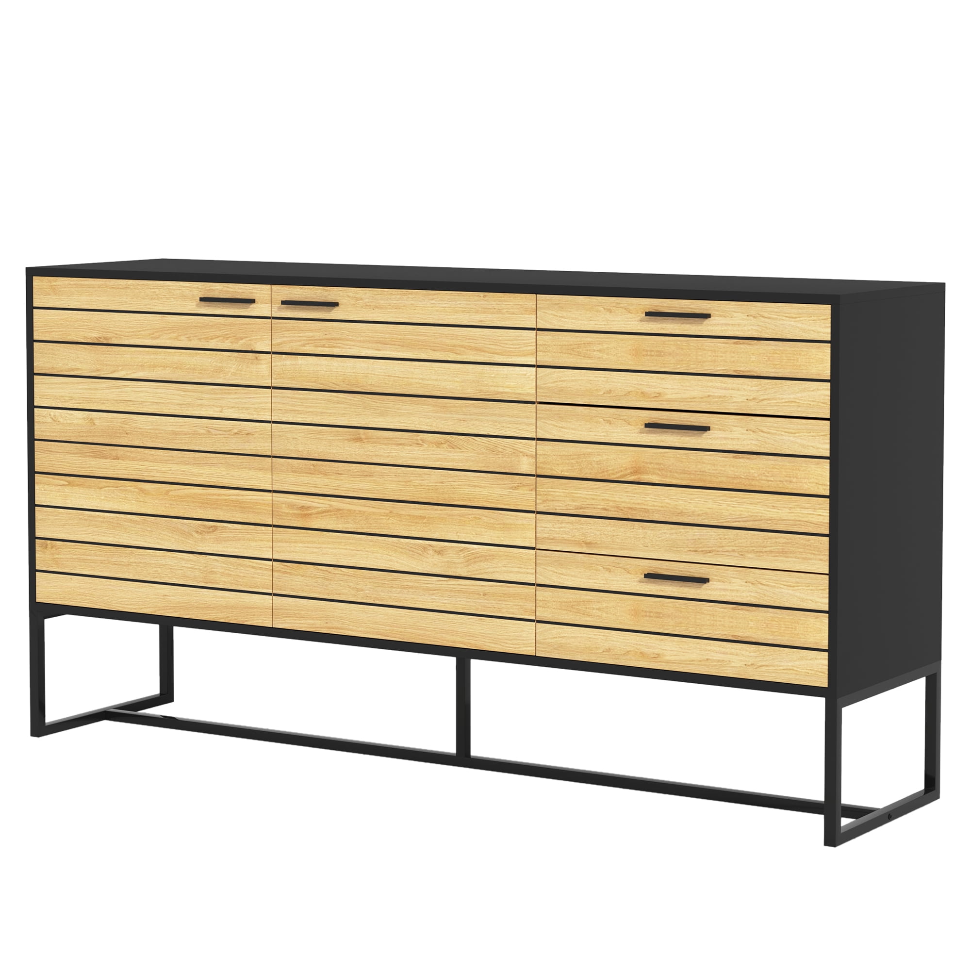 Kadyn Entryway Storage Cabinet, Floor Storage Cabinet for Kitchen Living Room, Storage Sideboard Buffet Cabinet with Drawers, Door and Adjustable Shelf, Brown + Black Kadyn Entryway Storage Cabinet, Floor Storage Cabinet for Kitchen Living Room, Storage Sideboard Buffet Cabinet with Drawers, Door and Adjustable Shelf, Brown + Black