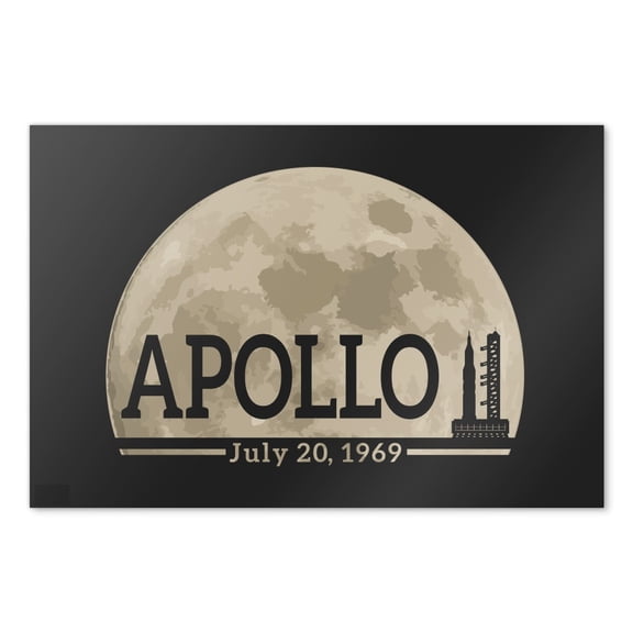 NASA Apollo 11 Moon with Saturn V Rocket and Launchpad Home Business Office Sign