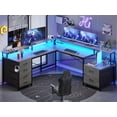 thumbnail image 2 of SEDETA L Shaped Desk with 6 Drawer, 108" Home Office Desk with File Drawer & Power Outlet, Corner Computer Desk with Monitor Shelf, Two Person Desk, Gaming Desk with Led Lights, Grey, 2 of 18