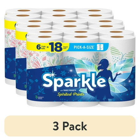 (3 pack) Sparkle Pick-a-Size Paper Towels, Multi-Color, 6 Triple Rolls