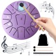 thumbnail image 3 of Instrumentos Percusión Tambor Handpan Tambor Lengua Acero 6 Pulgadas Y 11 Notas (púrpura), 3 of 9