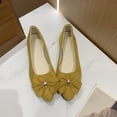 thumbnail image 5 of Womens Pointed Toe Suede Ballet Flats Bow-Knot Slip-Ons Dressy Casual Comfortable Wear to Work Loafers Yellow 9.5(43), 5 of 7