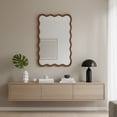thumbnail image 2 of Noble House 20"x30" Wavy Rectangle Wall Mirror, Solid Wood Decorative Vanity Mirror, Yellowish, 2 of 7