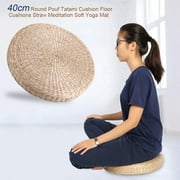 Yosoo Meditation Soft Yoga,40cm Round Pouf Tatami Cushion Floor Cushions Straw Meditation Soft Yoga Mat, Straw Yoga Mat