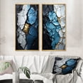 thumbnail image 1 of Designart "Turquoise Tranquility Marble Art in Turquoise, White, and Gold I" Abstract Painting Framed Wall Art Set Of 2 - Modern Gold Framed Wall Art Set Of 2, 1 of 6