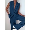 thumbnail image 2 of Conjunto PRETTYGARDEN Chaleco sin Mangas Pantalones Palazzo Azul Oscuro M, 2 of 8