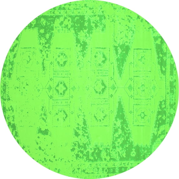 Ahgly Company Indoor Round Abstract Green Contemporary Area Rugs, 6' Round