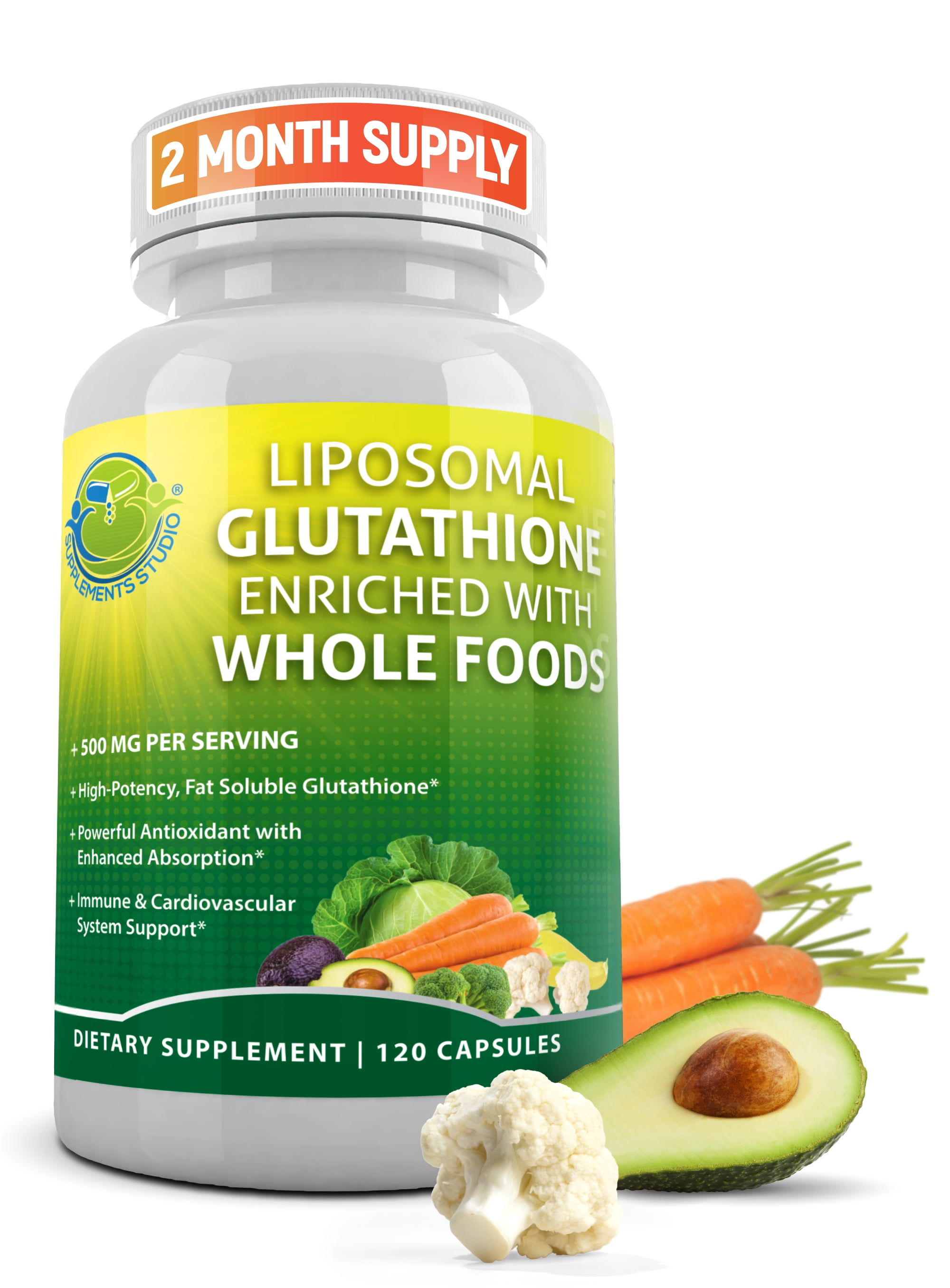 Supplements Studio Liposomal Glutathione 500mg, with Whole Foods