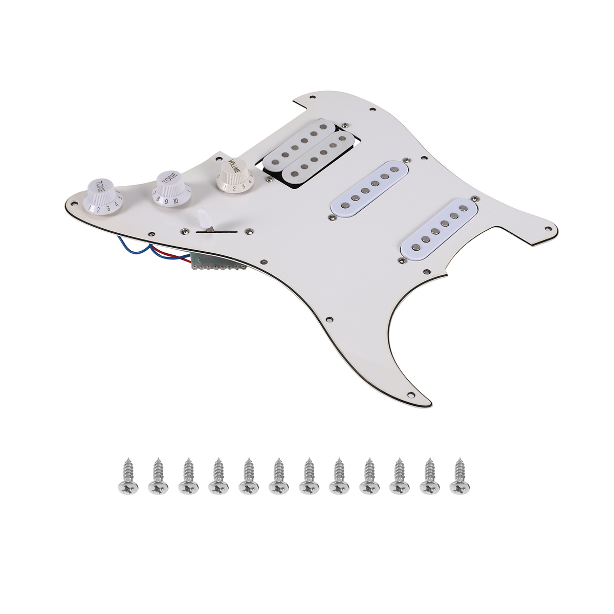 Electric Guitar Pickguard Pickups Loaded Prewired Scratchplate Assembly 11 Hole SSH White