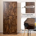 thumbnail image 6 of GOFLAME 72” Tall Pantry, Modern Farmhouse Cupboard Cabinet with 4 Barn Doors, Storage Drawer & 3 Adjustable Shelves, Versatile Storage with Anti-TIPP Kits for Living Room, Dining Room, Brown, 6 of 18