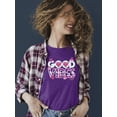 thumbnail image 2 of Good Vibes - Pink Emojis Graphic Women's T-shirt, 2 of 4