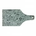 thumbnail image 1 of Foliage Cutting Board, Hipster Inspired Abstract Drawing Cupcake Tea Umbrella Leaves and Many Other Shape, Tempered Glass Cutting and Serving Board, Wine Bottle Shape, Black White, by Ambesonne, 1 of 1