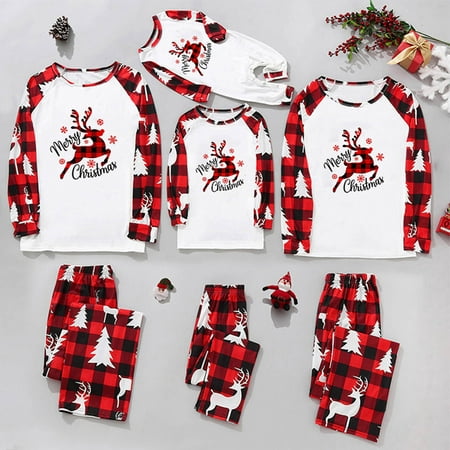

Stamzod Matching Christmas Pajamas for Family or Couples Baby Kids Child Printed Top+Pants Pajamas Set Family Matching Holiday PJ s Xmas Sleepwear Red 24M