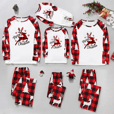 

Matching Christmas Family Pajamas Sets Xmas Elk Reindeer Plaid Print Family Christmas Pjs Matching Sets Loungewear Outfits