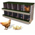 thumbnail image 1 of 10 Compartment Galvanized Steel Chicken Nesting Box - Wall Mounted with Egg Tray Perch & Fake Eggs for Coops, 1 of 8