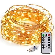 Mintlemon Fairy Lights 33ft 100 LEDs, 8 Lighting Modes Dimmable String Lights with Remote, USB Powered Twinkle Lights for Bedroom Garden Wedding Party Backdrop Canopy Tapestry Gazebo (Warm