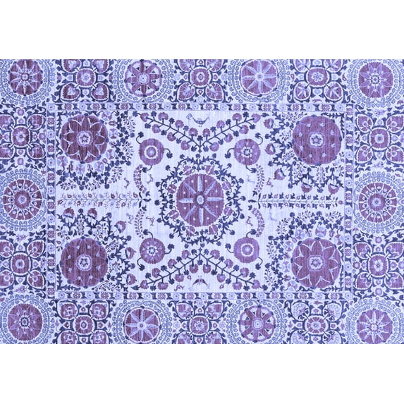 Ahgly Company Machine Washable Indoor Rectangle Abstract Blue Modern Area Rugs, 8' x 12'