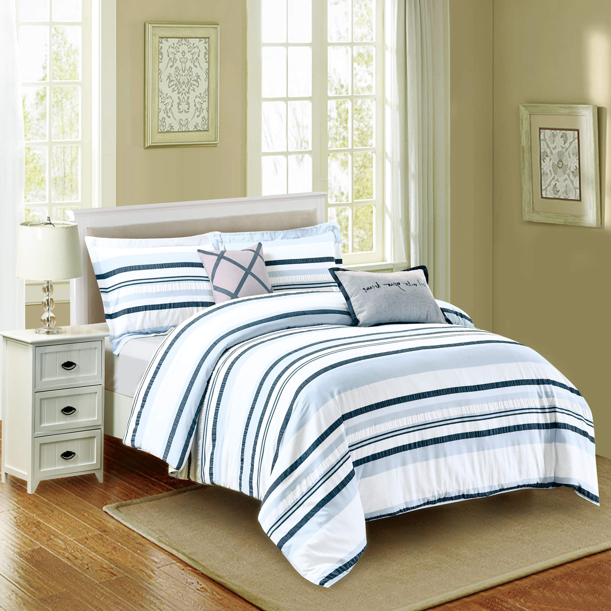North Home Hilton 5 Piece 100 Cotton Duvet Cover Set