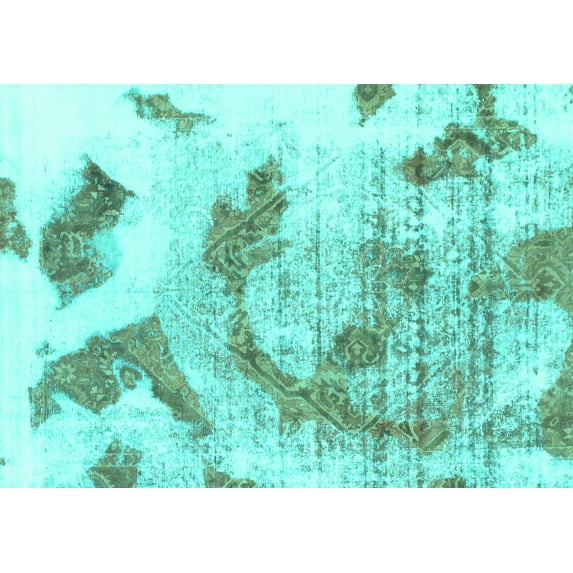 Ahgly Company Indoor Rectangle Abstract Turquoise Blue Modern Area Rugs, 6' x 9'