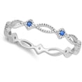 thumbnail image 4 of CHOOSE YOUR COLOR Blue Simulated Sapphire Stacking Ring .925 Sterling Silver Band CZ Female Size 5, 4 of 4
