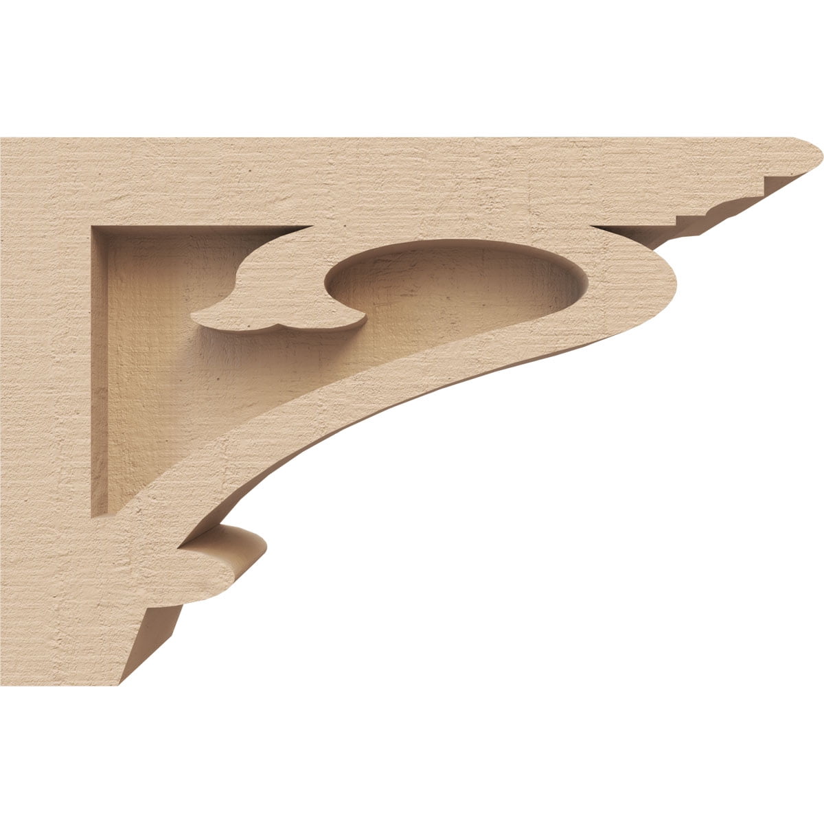 2"W x 6"D x 4"H Classic Mayflower Rough Cedar Woodgrain TimberThane Corbel, Primed Tan