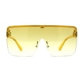 thumbnail image 3 of Colorful Flat Top Half Rim Large Shield 80s Plastic Sunglasses Yellow, 3 of 4