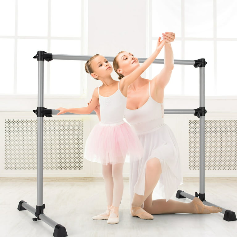 Goplus 4FT Portable Double Freestanding Ballet Barre Dancing Stretching  Silver