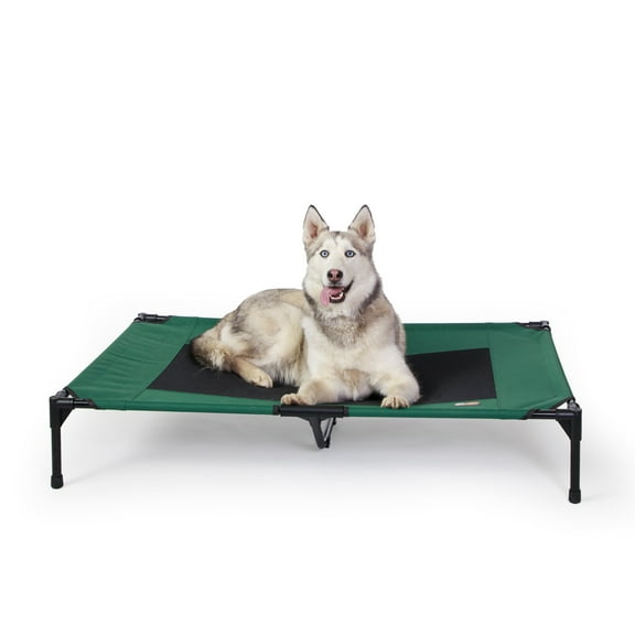K&H Pet Products Original Pet Cot Elevated Dog Bed Green/Black Mesh X-Large 50 X 32 X 9 Inches