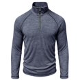thumbnail image 3 of TOUMENY Men Half Zip Sweater Long Sleeve Slim Casual Knit Pullover Stand Collar Solid Raglan Fall Winter Workout Tops Navy XXXL, 3 of 6