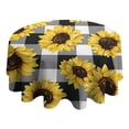 thumbnail image 4 of Black White Gray Checker Sunflower Pattern Round Tablecloth 60"x60",Wrinkle Wipeable Table Cloth for Kitchen Dining Room Picnic Patio Party, 4 of 6