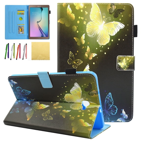 Galaxy Tab A 10.1 Case - Allytech Premium PU Leather Stand Smart Case with Auto Wake/Sleep & Card Slots for Samsung Galaxy Tab A 10.1 with No S Pen (SM-T580/T585/T587), Golden Butterfly