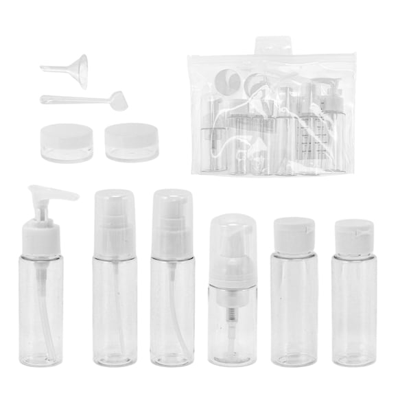 Conjunto de 11 Piezas de Contenedores de Viaje, Juego de Botellas Reutilizables, Blanco
