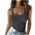 thumbnail image 7 of Fanxing Dark Gray Tank Tops for Women Plus Size U-Neck Ribbed Camisoles M Stretchy Slim Fitted Soft Camisole Basic Layering Shirts ( Women's Plus S-5XL), 7 of 7