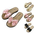 thumbnail image 4 of ZACPNCV Girl's Bow Slip on Slippers Open Toe Braided Slides Flat Sandals Pink 4-4.5 Years, 4 of 4