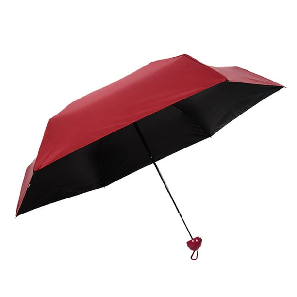 Yuarrent Paraguas de 5 pliegues, miniparaguas de bolsillo a prueba de viento, sombrilla para lluvia y sol, suministros de trabajo de viaje Paraguas de lluvia Rojo Yuarrent HA005385-02