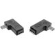 thumbnail image 1 of Adaptador de extensión Micro USB de 5 pines macho a hembra en ángulo de 90 grados izquierdo y derecho de 2 piezas, 1 of 5