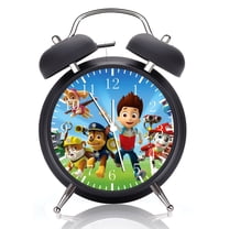 Twin Bell Paw Patrol Alarm Clock with Night Light Quite Silent Non-Ticking 4 Inches Glass Face - Great for Decor  Best Gift Ideas E45