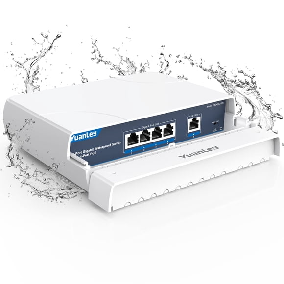 Conmutador Ethernet YuanLey de 4 puertos PoE Gigabit 78 W a prueba de agua