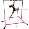thumbnail image 2 of GymPro Expandable Gymnastics Kip Bar Horizontal Bar Junior Gymnastic Training High Bar Asymmetric Bar 13 Level Height Adjustable 3 to 5 FT Cushioned Bar & Curved Legs (Pink), 2 of 10