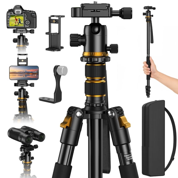 USCAMEL Camera Tripod for Adults, 68" Heavy Duty Aluminum Portable Travel Tripod with 360° Ball Head & Carry Bag, Tripod for DSLR Mirrorless Camera Outdoor Photography Shooting