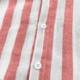 thumbnail image 5 of Women's Striped Button Down Shirt Long Sleeve Casual Blouse Cotton Linen Office Work Tops Loose Fit Fashion Outfit Spring Summer Red L, 5 of 7