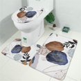 thumbnail image 2 of Blue Boho Abstract and Plant Pattern Bathroom Rugs Sets 3 Piece,Toilet Cover Set,Absorbent Non Slip Bathroom Mats Sets with U-Shaped Contour Rug Toilet Rug Set, 2 of 5