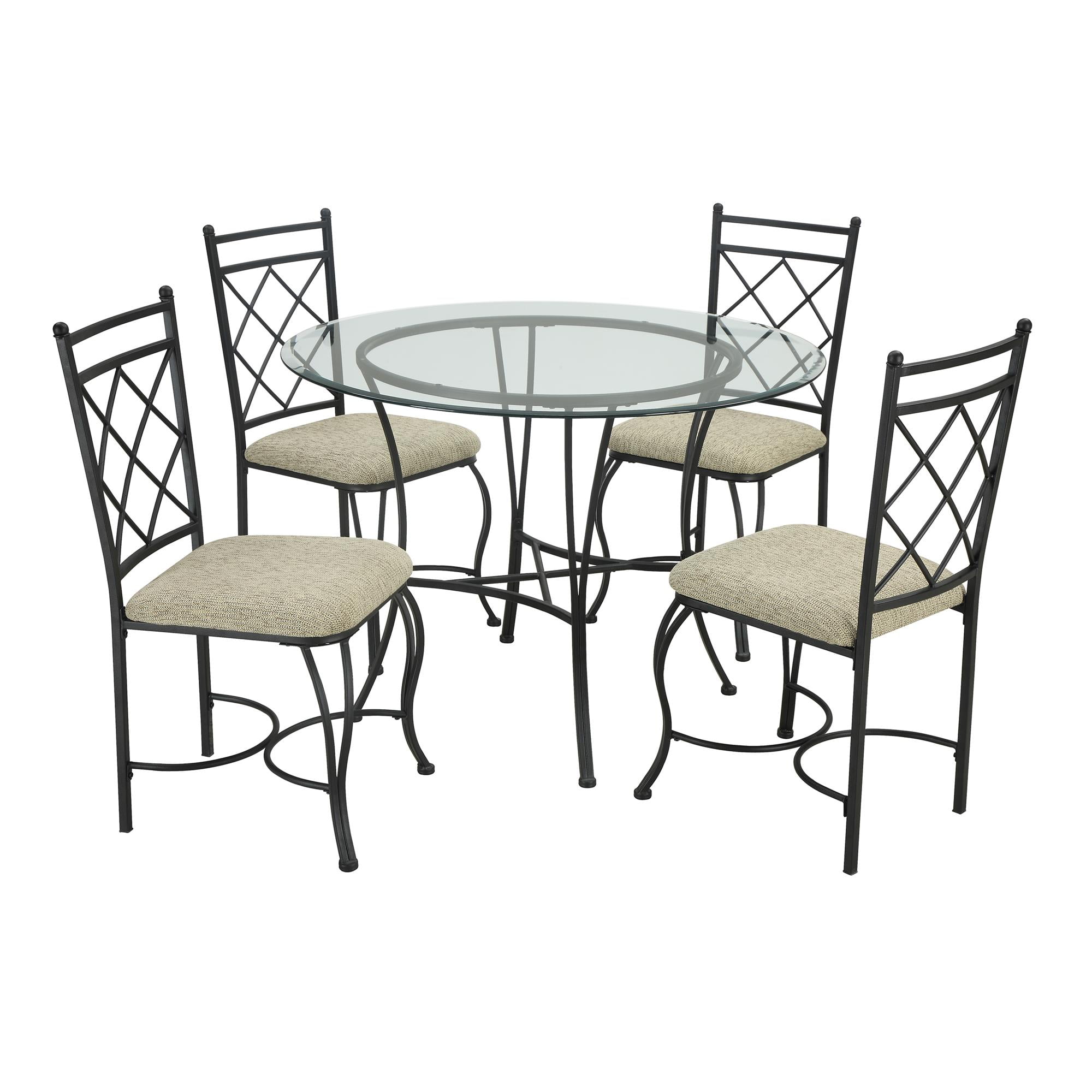 Mainstays 5-piece Glass Top Metal Dining Set W Table and Chairs Seats 4 Compact for sale online