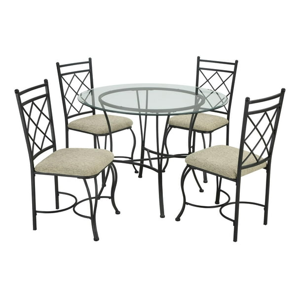 Mainstays 5 Piece Glass Top Metal, Steel Dining Room Sets